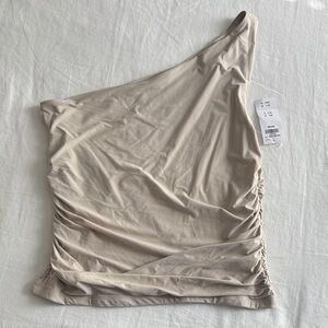 Abercrombie & Fitch Cream One-Shoulder Top